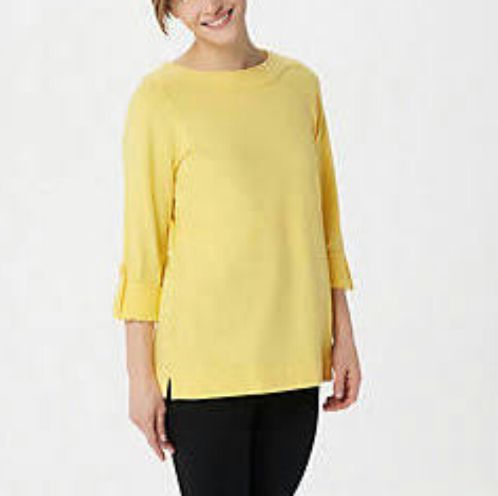 Denim And Company French Terry Top Sunshine Yellow